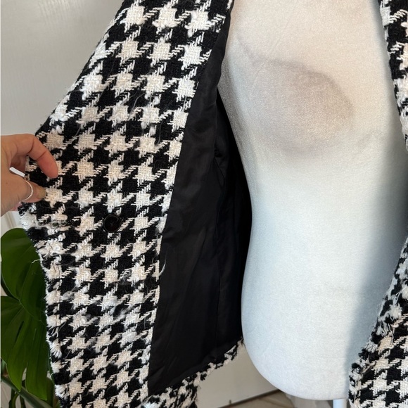 Zara Monochrome Houndstooth Blazer black and white Size small - Picture 6 of 12